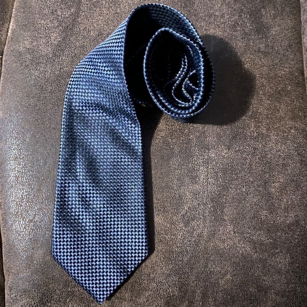 Donald J. Trump Mens Necktie Blue Geometric Woven Hand Made Signature Collection - Picture 7 of 9